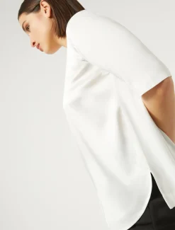 Marina Rinaldi T-shirt en jersey et satin IVOIRE Outlet