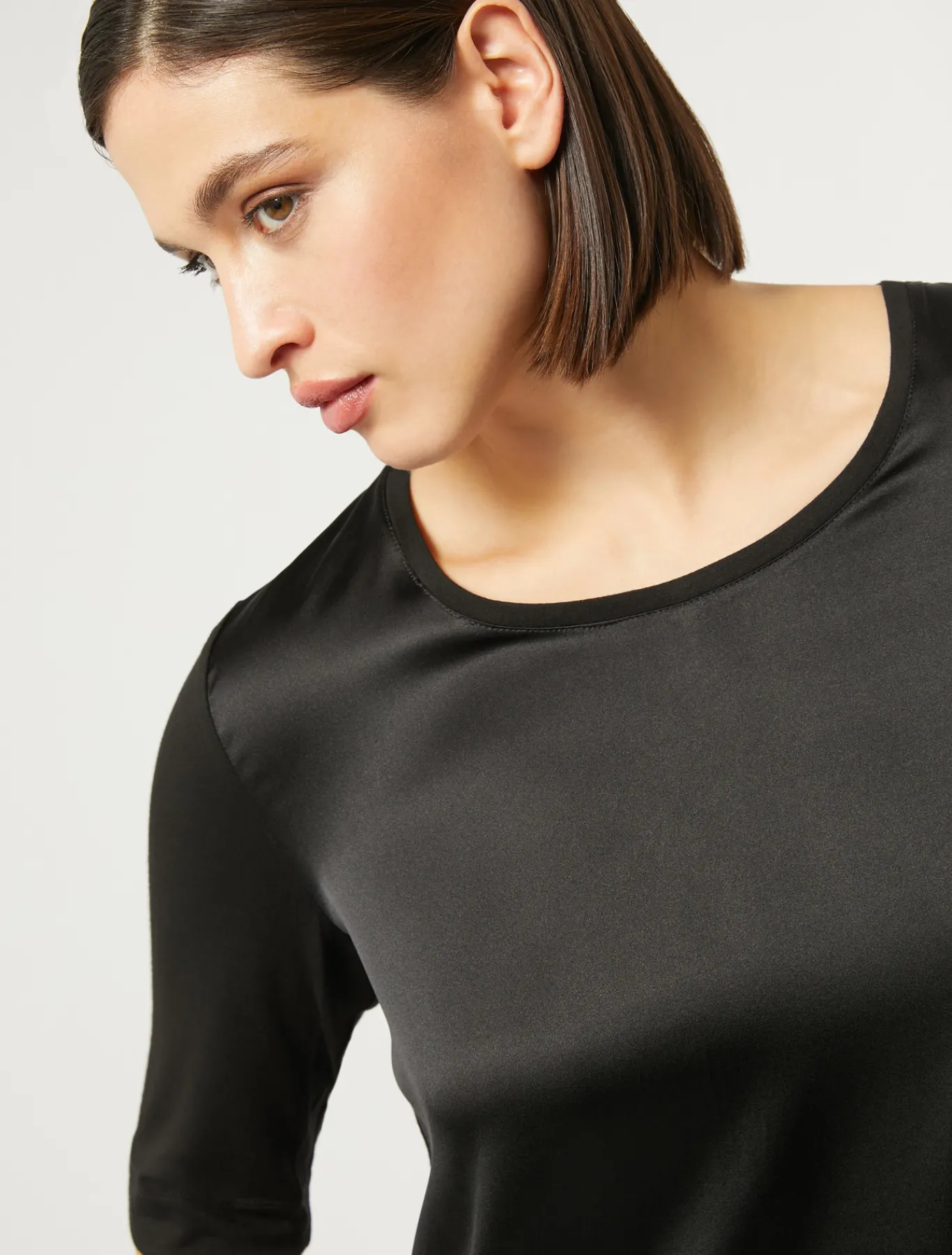 Marina Rinaldi T-shirt en jersey et satin NOIR Discount