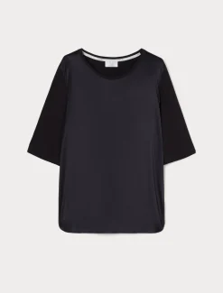 Marina Rinaldi T-shirt en jersey et satin BLEUNUIT Discount