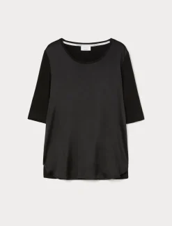 Marina Rinaldi T-shirt en jersey et satin NOIR Discount