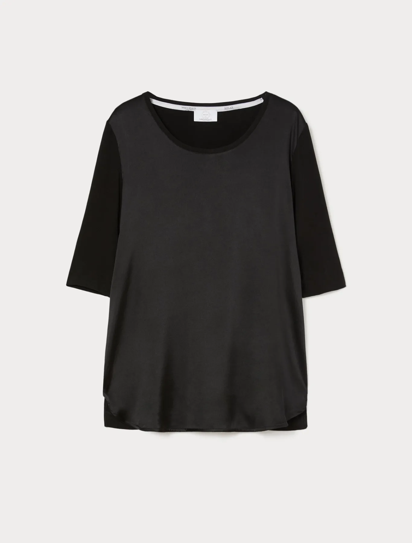 Marina Rinaldi T-shirt en jersey et satin NOIR Discount