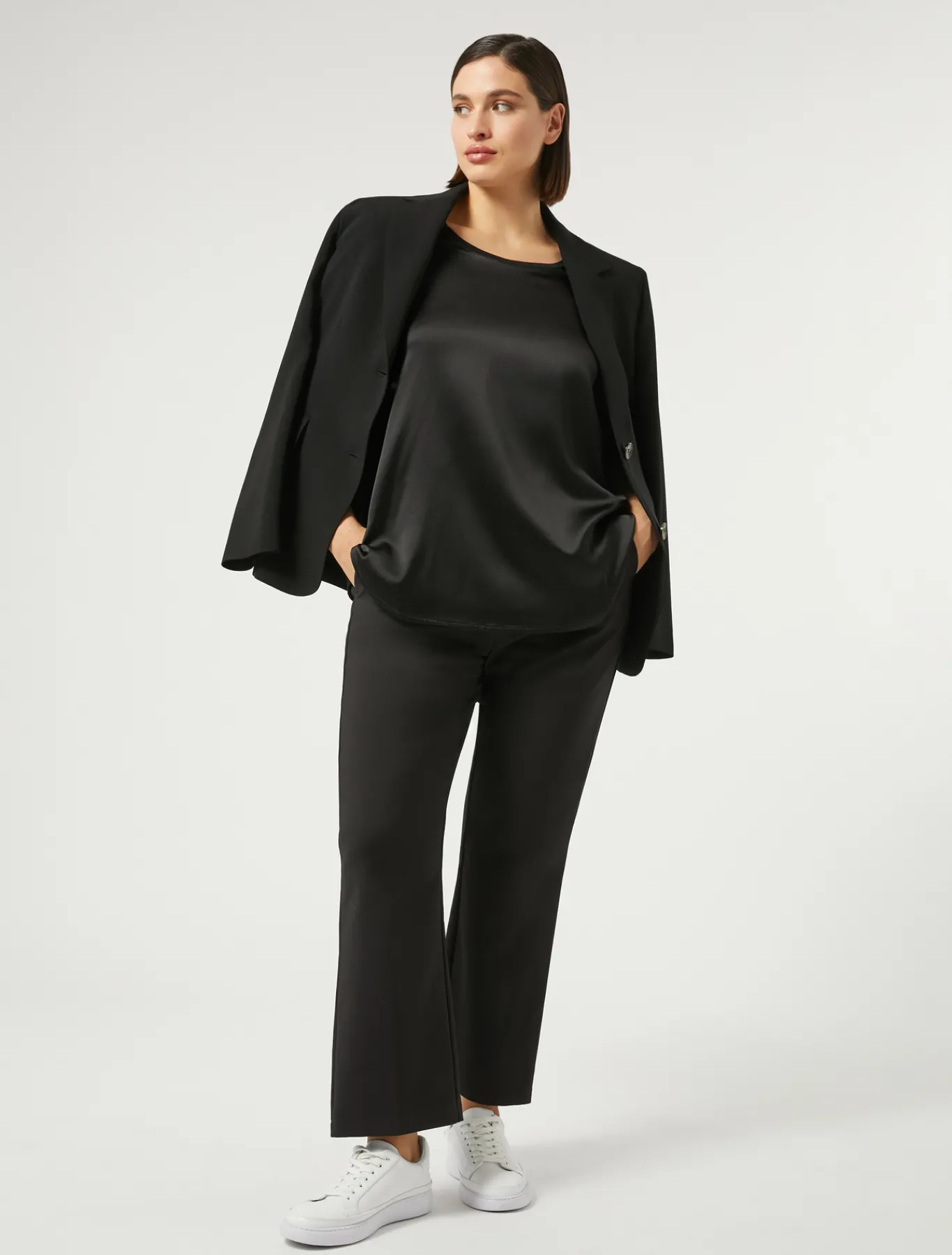 Marina Rinaldi T-shirt en jersey et satin NOIR Discount
