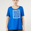 Marina Rinaldi T-shirt en jersey imprimé BLEUET Discount