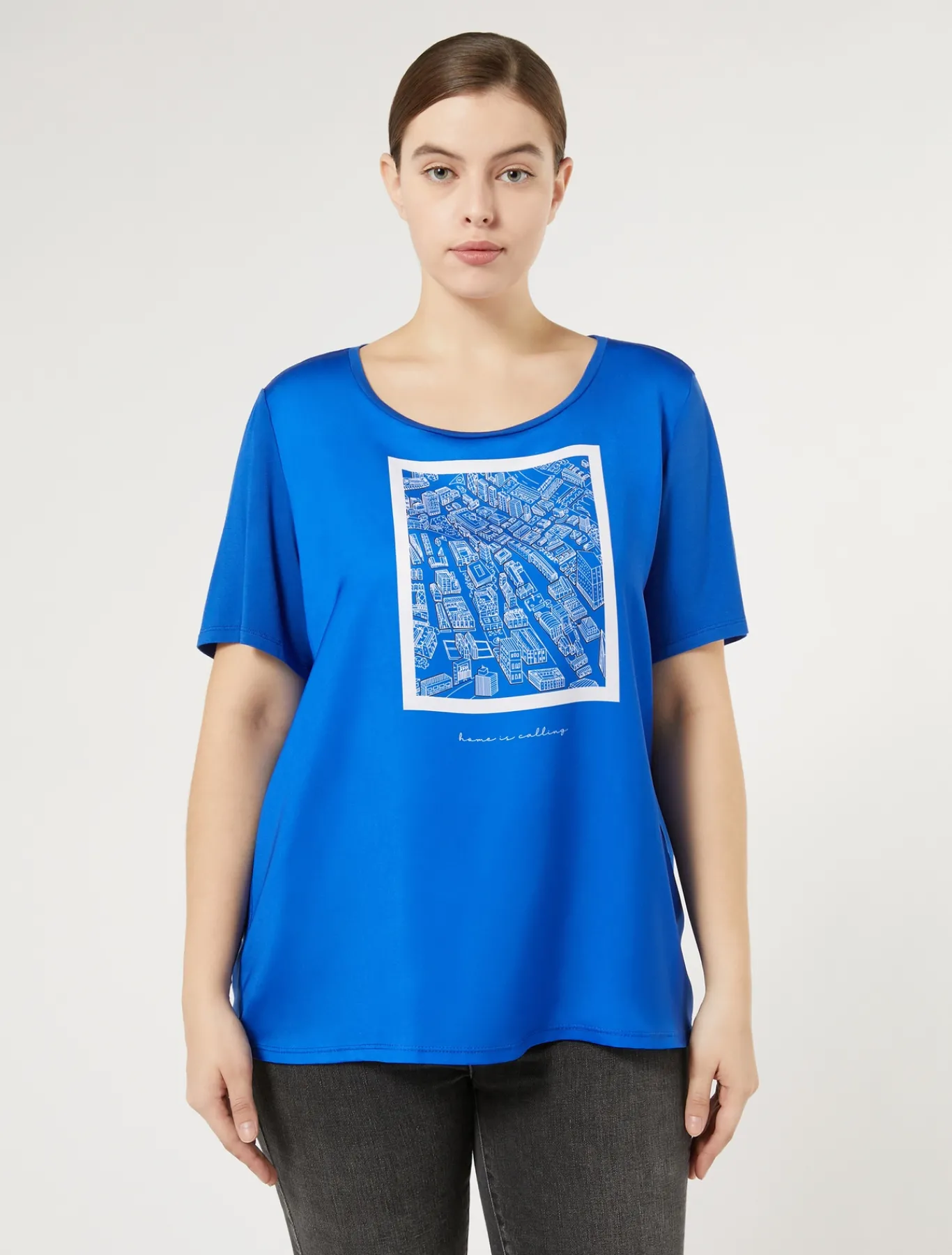 Marina Rinaldi T-shirt en jersey imprimé BLEUET Discount