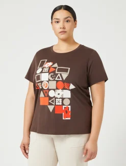 Marina Rinaldi T-shirt en jersey imprimé CHOCOLAT Discount