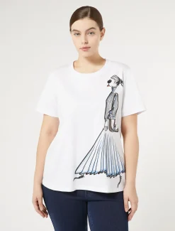 Marina Rinaldi T-shirt en jersey imprimé BLANC Clearance