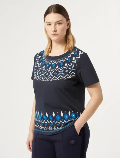 Marina Rinaldi T-shirt en jersey imprimé BLEU Clearance