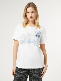 Marina Rinaldi T-shirt en jersey imprimé BLANCNEUTRE Clearance