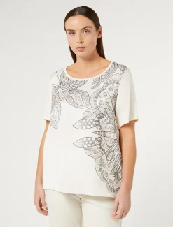 Marina Rinaldi T-shirt en jersey imprimé IVOIRE Clearance