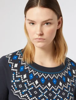 Marina Rinaldi T-shirt en jersey imprimé BLEU Clearance