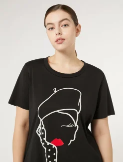 Marina Rinaldi T-shirt en jersey imprimé NOIR Hot
