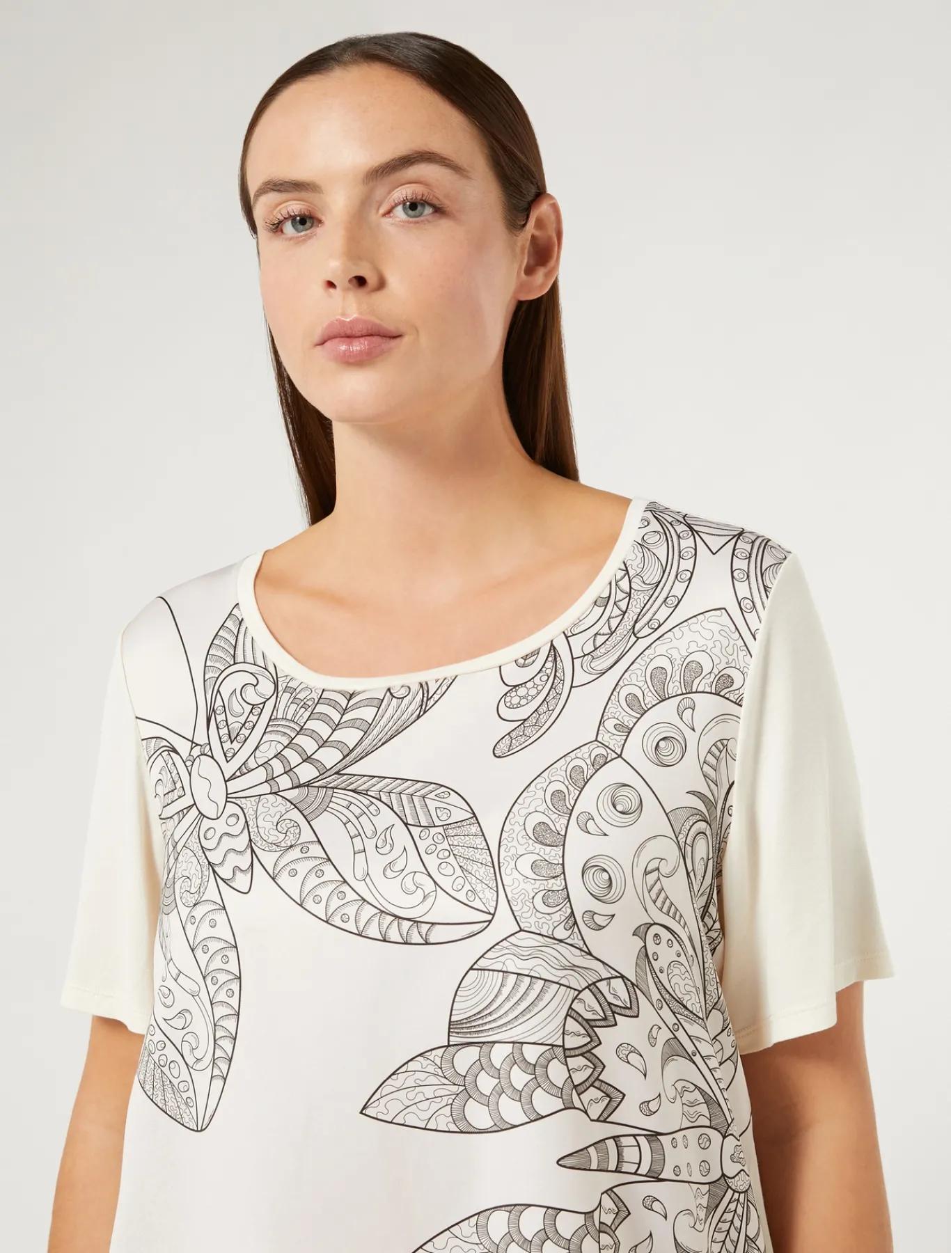 Marina Rinaldi T-shirt en jersey imprimé IVOIRE Clearance