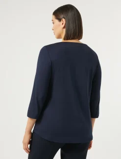 Marina Rinaldi T-shirt en jersey stretch BLEUNUIT Clearance
