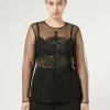 Marina Rinaldi T-shirt en tulle brodé NOIR Sale