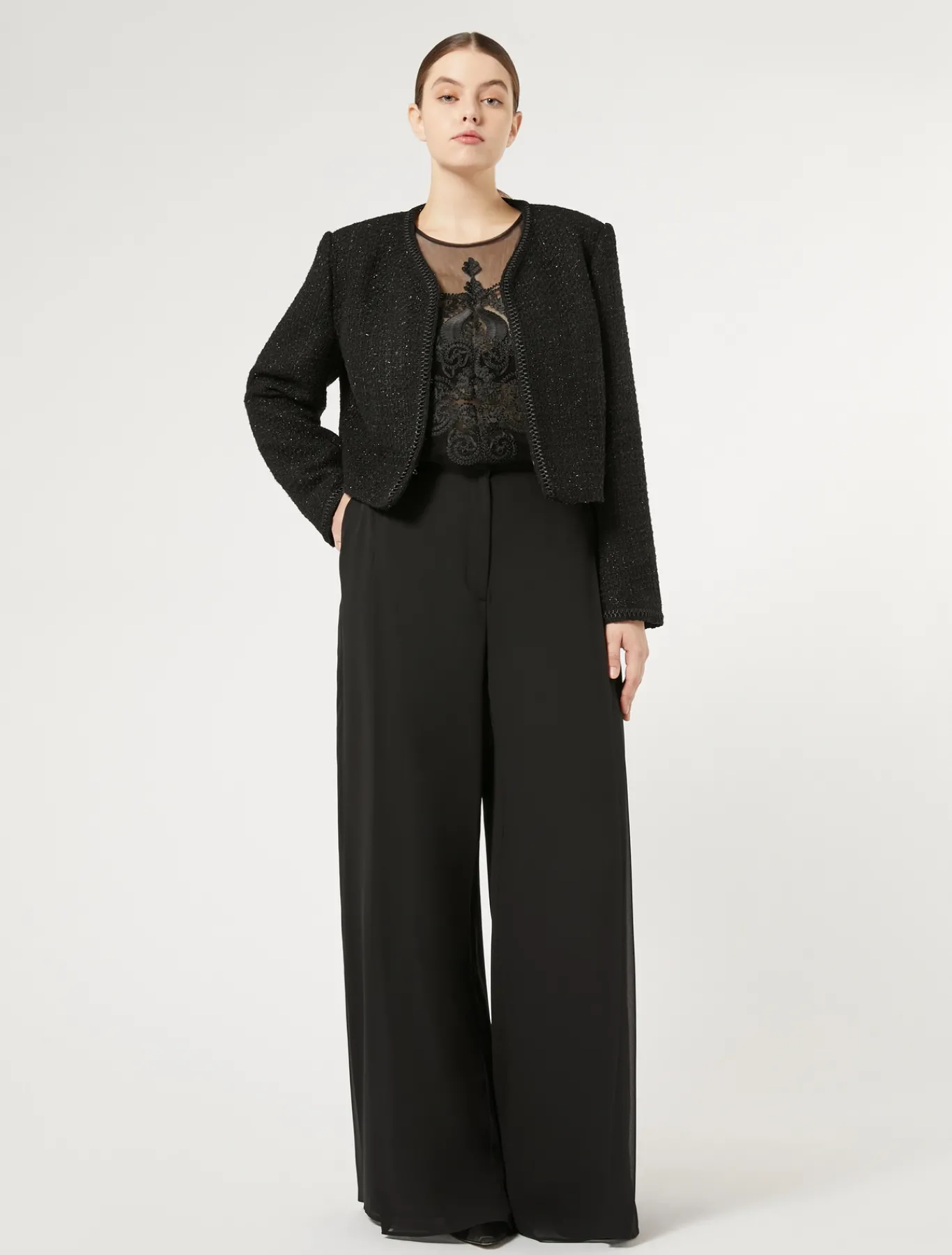 Marina Rinaldi T-shirt en tulle brodé NOIR Sale