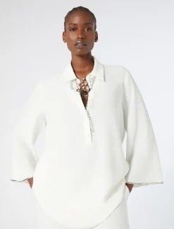 Marina Rinaldi Tunique en cady avec strass BLANC Clearance