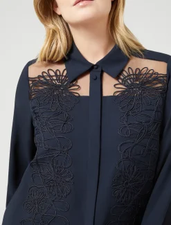 Marina Rinaldi Tunique en crêpe avec broderie BLEUNUIT Discount