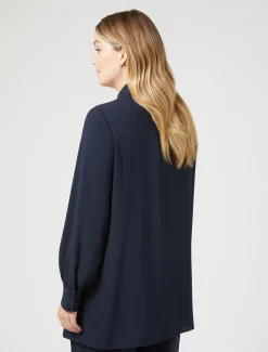 Marina Rinaldi Tunique en crêpe avec broderie BLEUNUIT Discount