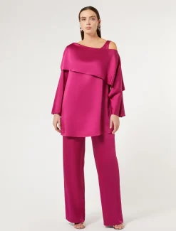 Marina Rinaldi Tunique en crêpe envers satin FRAMBOISE Clearance