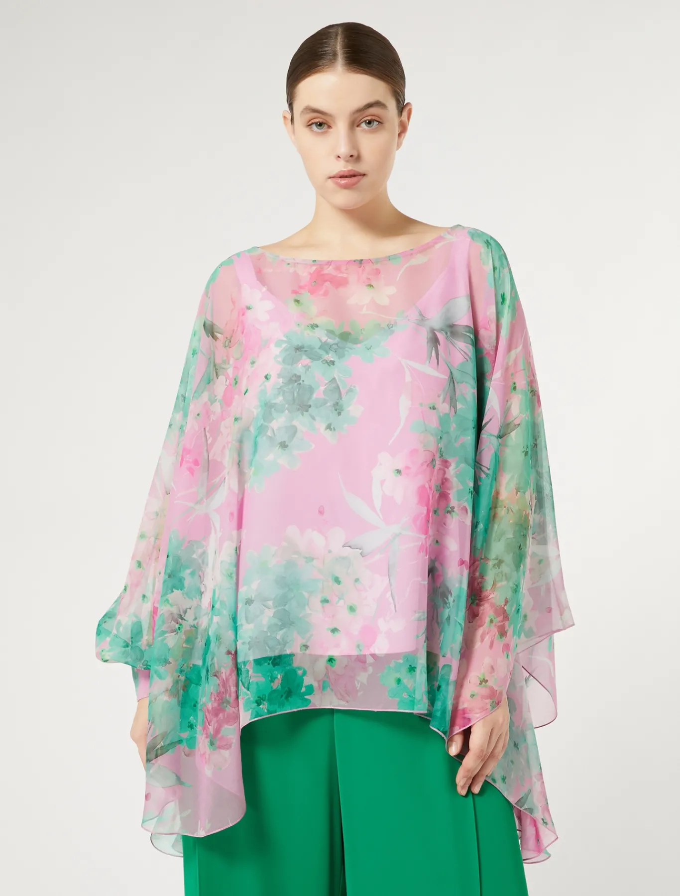 Marina Rinaldi Tunique en georgette de soie ROSE Sale