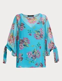 Marina Rinaldi Tunique en georgette de soie TURQUOISE Best