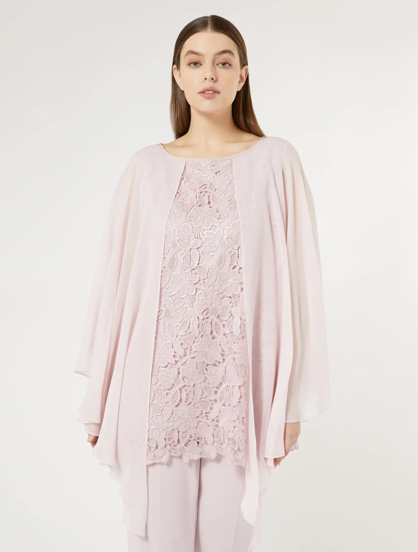 Marina Rinaldi Tunique en macramé lamé ROSE Clearance