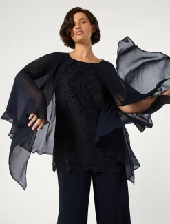 Marina Rinaldi Tunique en macramé lamé BLEUNUIT Fashion