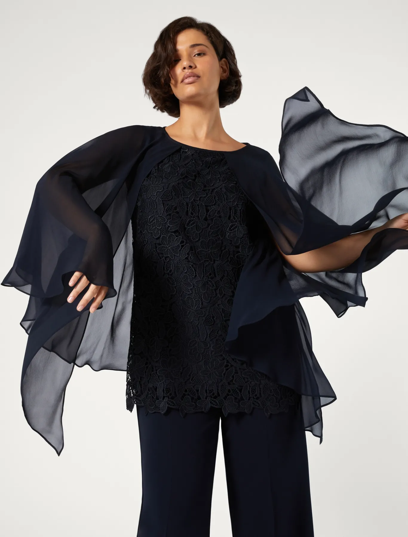 Marina Rinaldi Tunique en macramé lamé BLEUNUIT Fashion