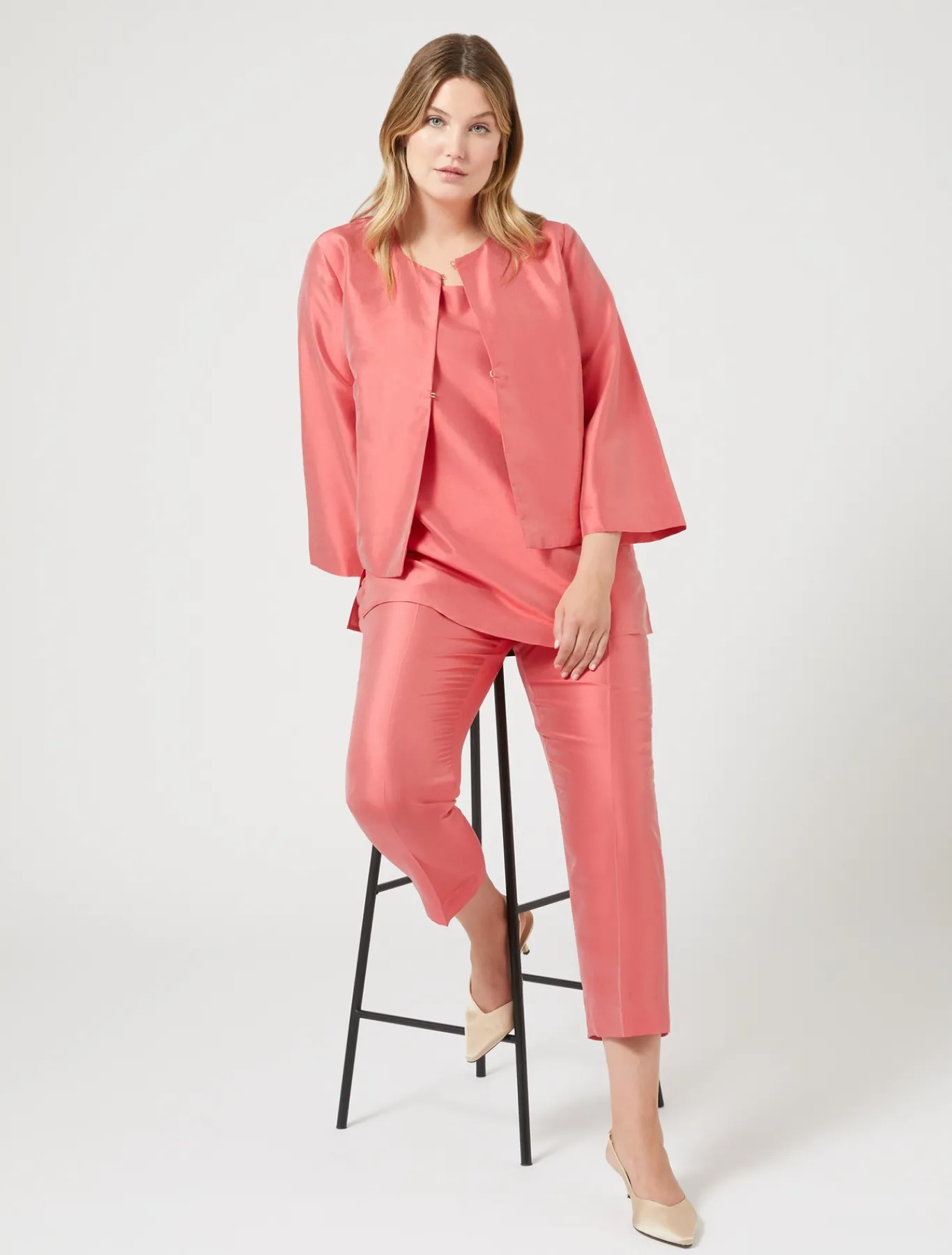 Marina Rinaldi Tunique en shantung de soie ROUGE Outlet