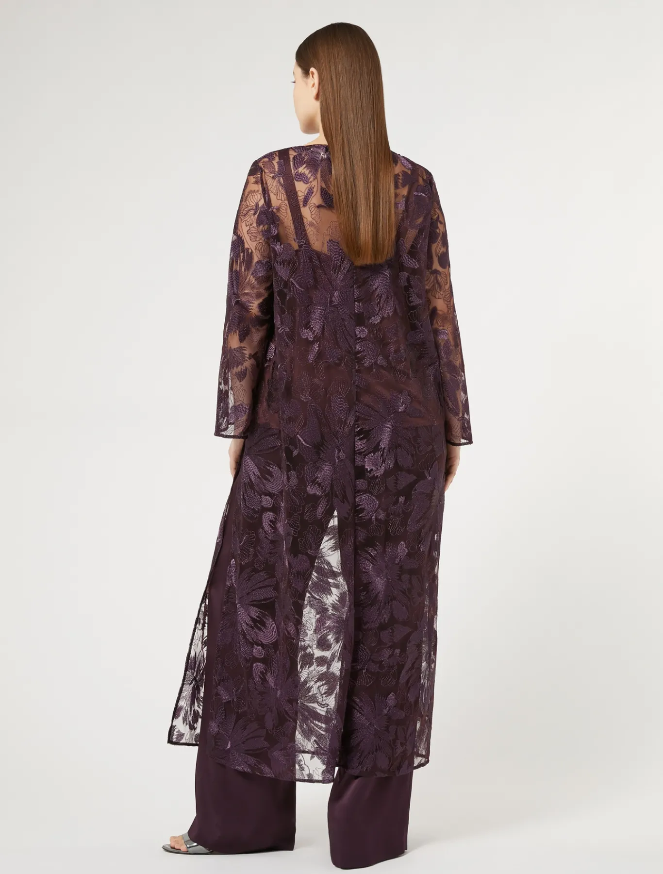 Marina Rinaldi Tunique longue en tulle avec broderies BORDEAUX Outlet