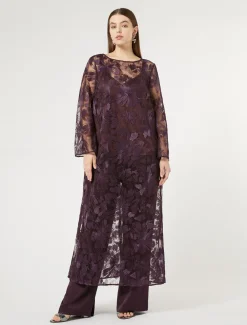 Marina Rinaldi Tunique longue en tulle avec broderies BORDEAUX Outlet