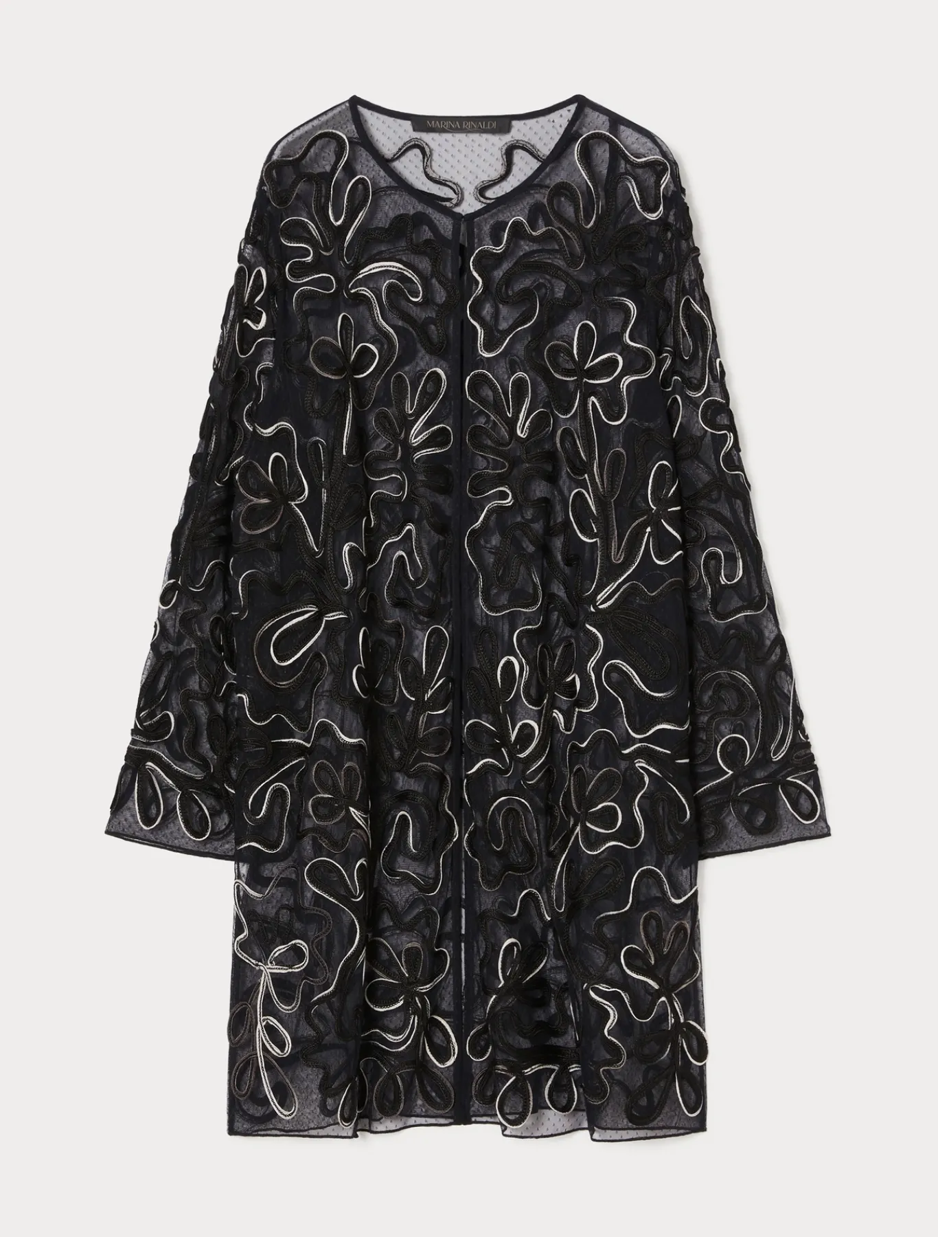 Marina Rinaldi Tunique ouverte en tulle plumetis NOIR Outlet