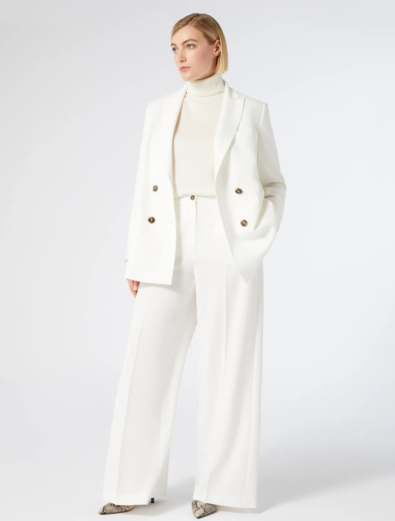 Marina Rinaldi Veste blazer à double boutonnage en cady BLANC Online