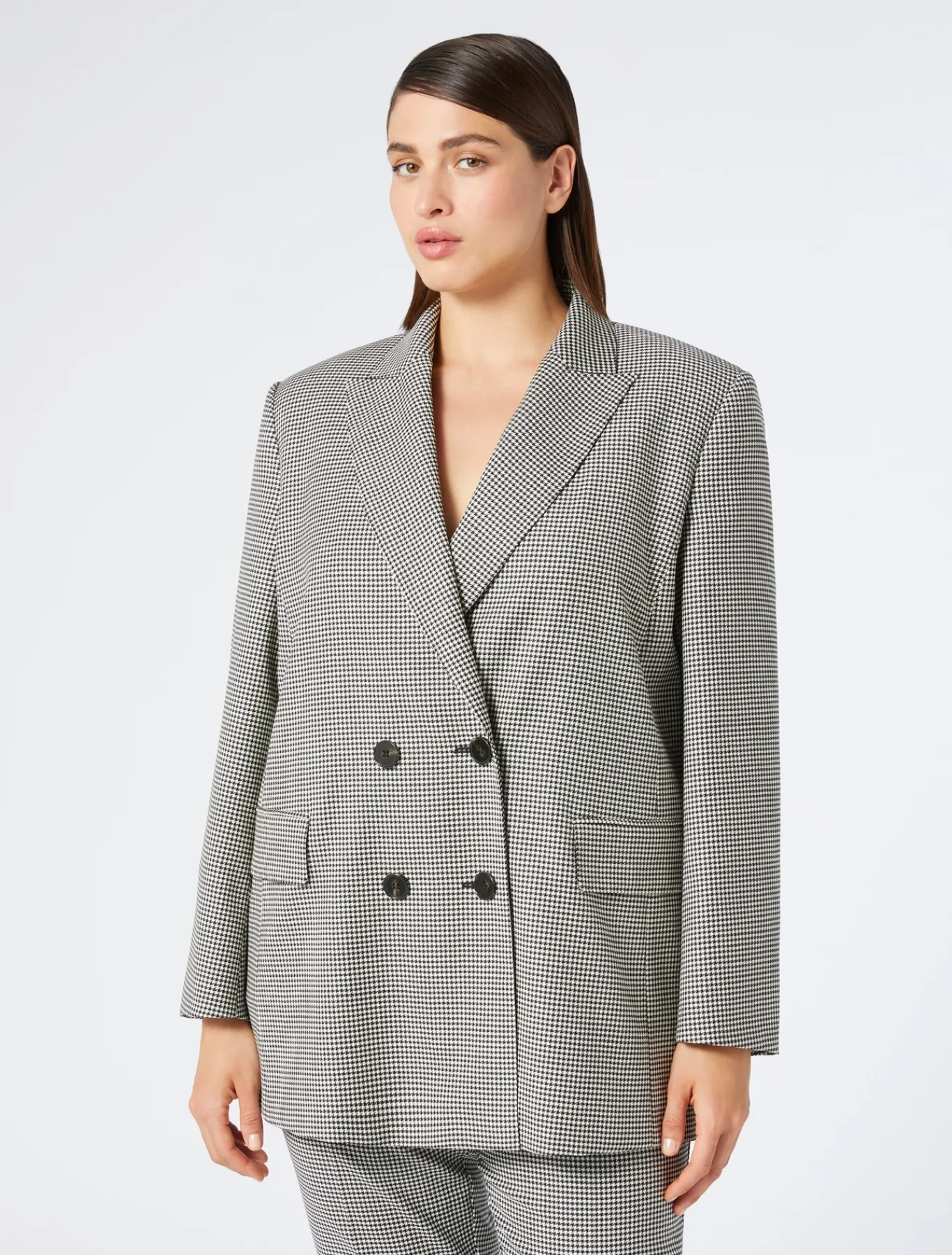 Marina Rinaldi Veste blazer en batavia de laine stretch NOIRBLANC New