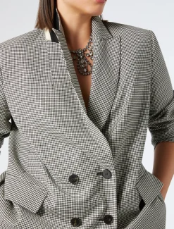 Marina Rinaldi Veste blazer en batavia de laine stretch NOIRBLANC New