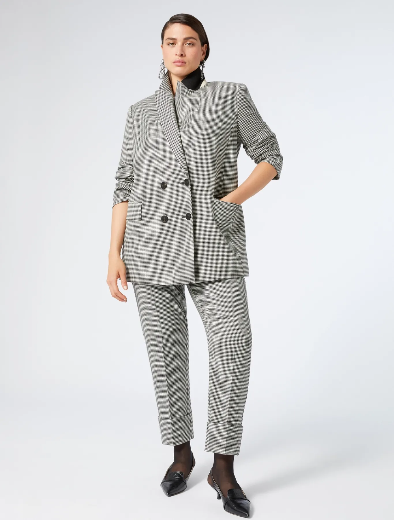 Marina Rinaldi Veste blazer en batavia de laine stretch NOIRBLANC New