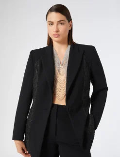 Marina Rinaldi Veste blazer en cady et tulle NOIR Online