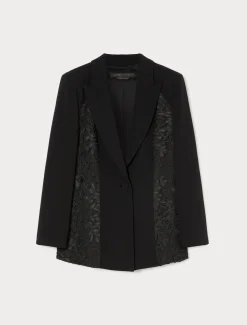 Marina Rinaldi Veste blazer en cady et tulle NOIR Online