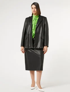 Marina Rinaldi Veste blazer en cuir nappa NOIR New
