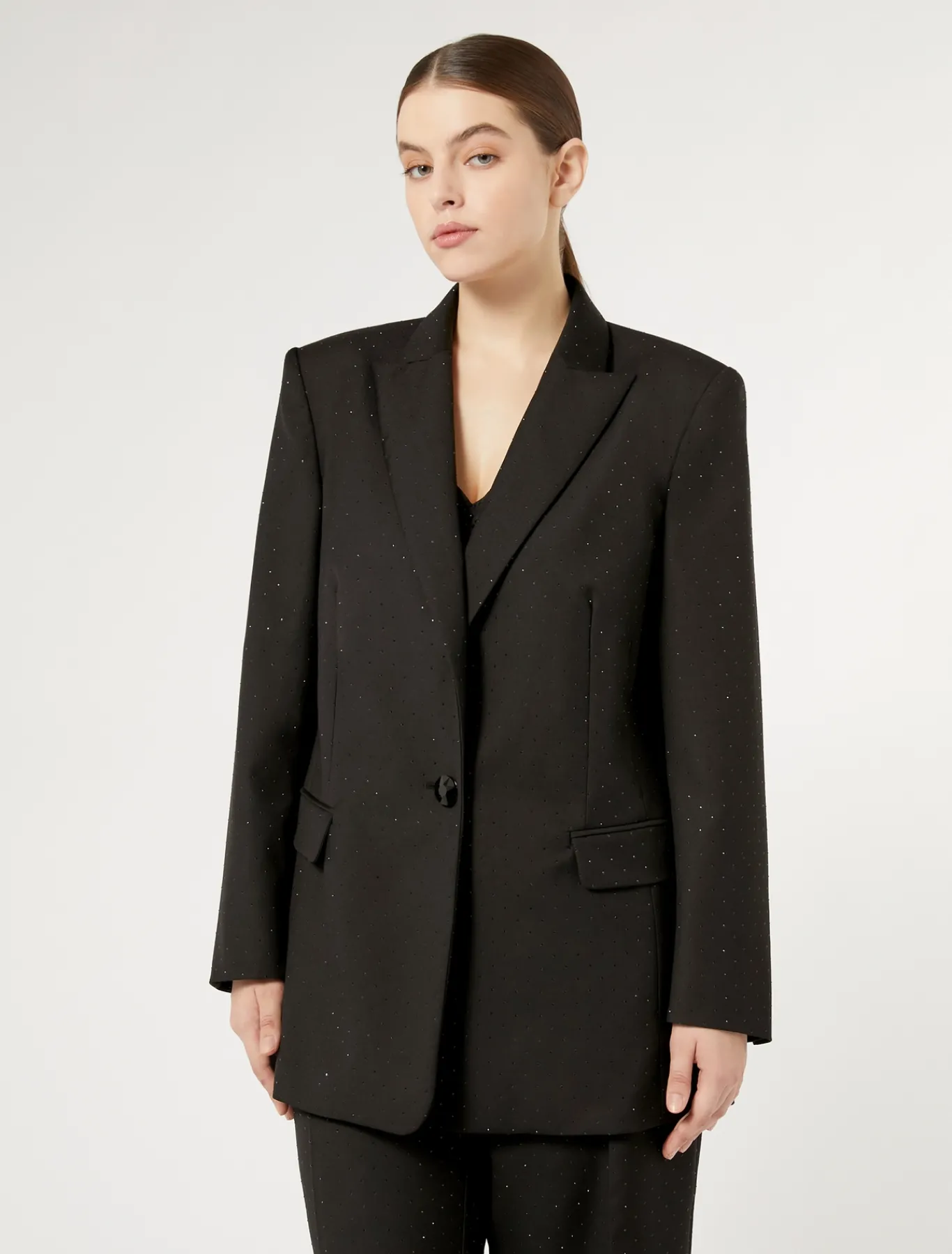 Marina Rinaldi Veste blazer en levantine avec strass NOIR Discount