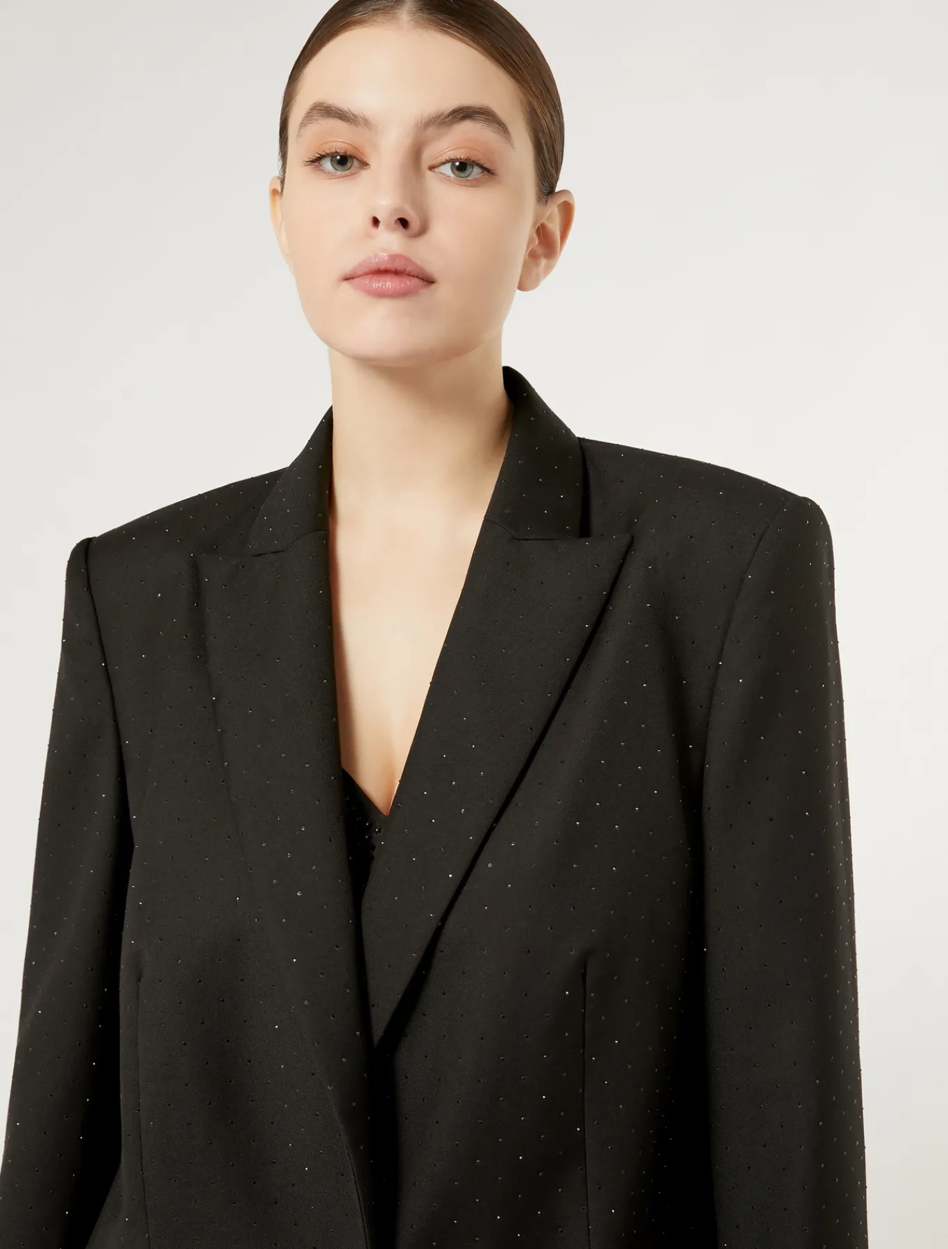 Marina Rinaldi Veste blazer en levantine avec strass NOIR Discount