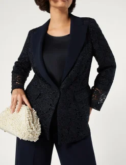 Marina Rinaldi Veste blazer en macramé lamé BLEUNUIT New