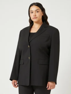 Marina Rinaldi Veste blazer en toile de laine stretch NOIR Outlet