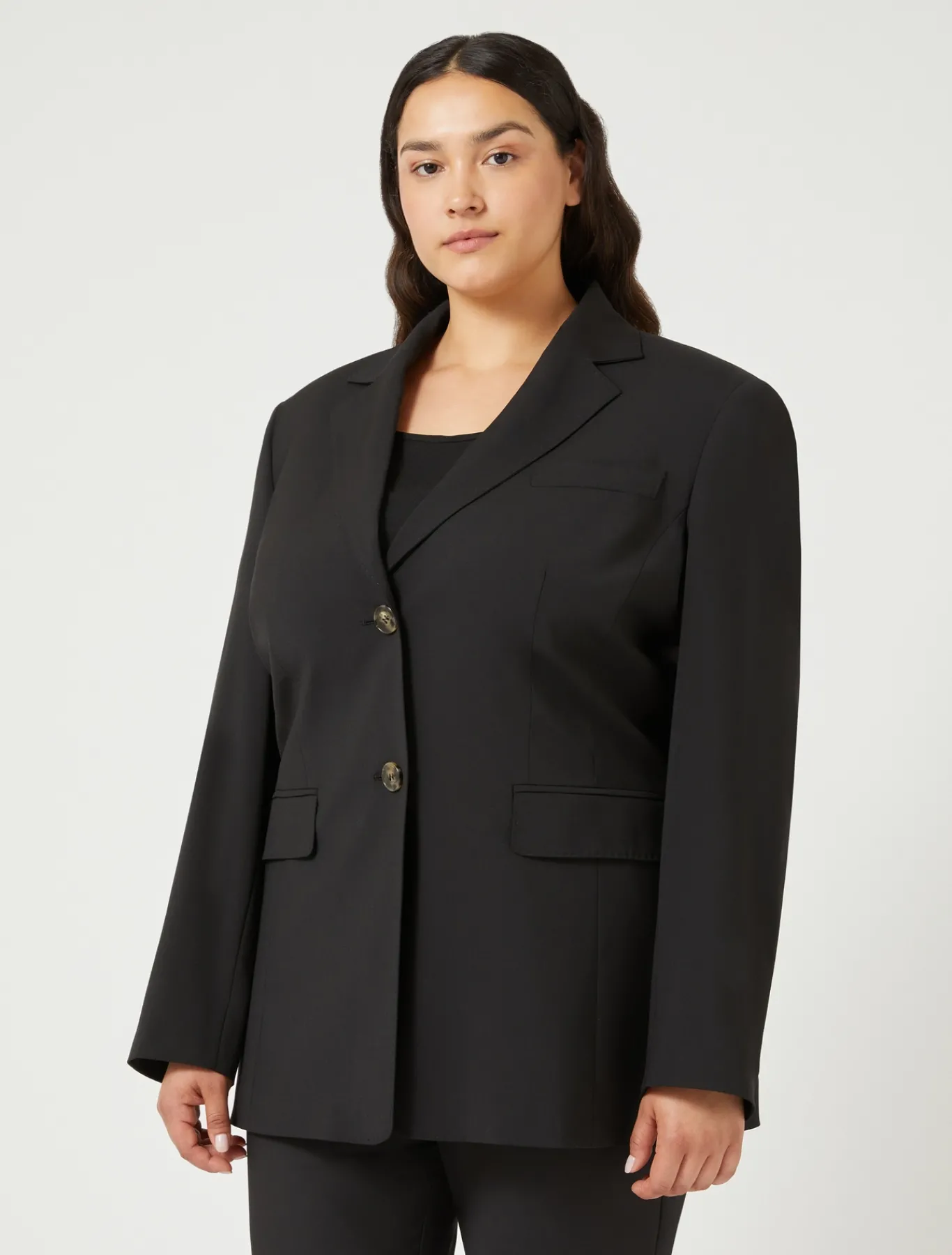 Marina Rinaldi Veste blazer en toile de laine stretch NOIR Outlet