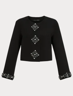 Marina Rinaldi Veste en cady avec strass NOIR Hot