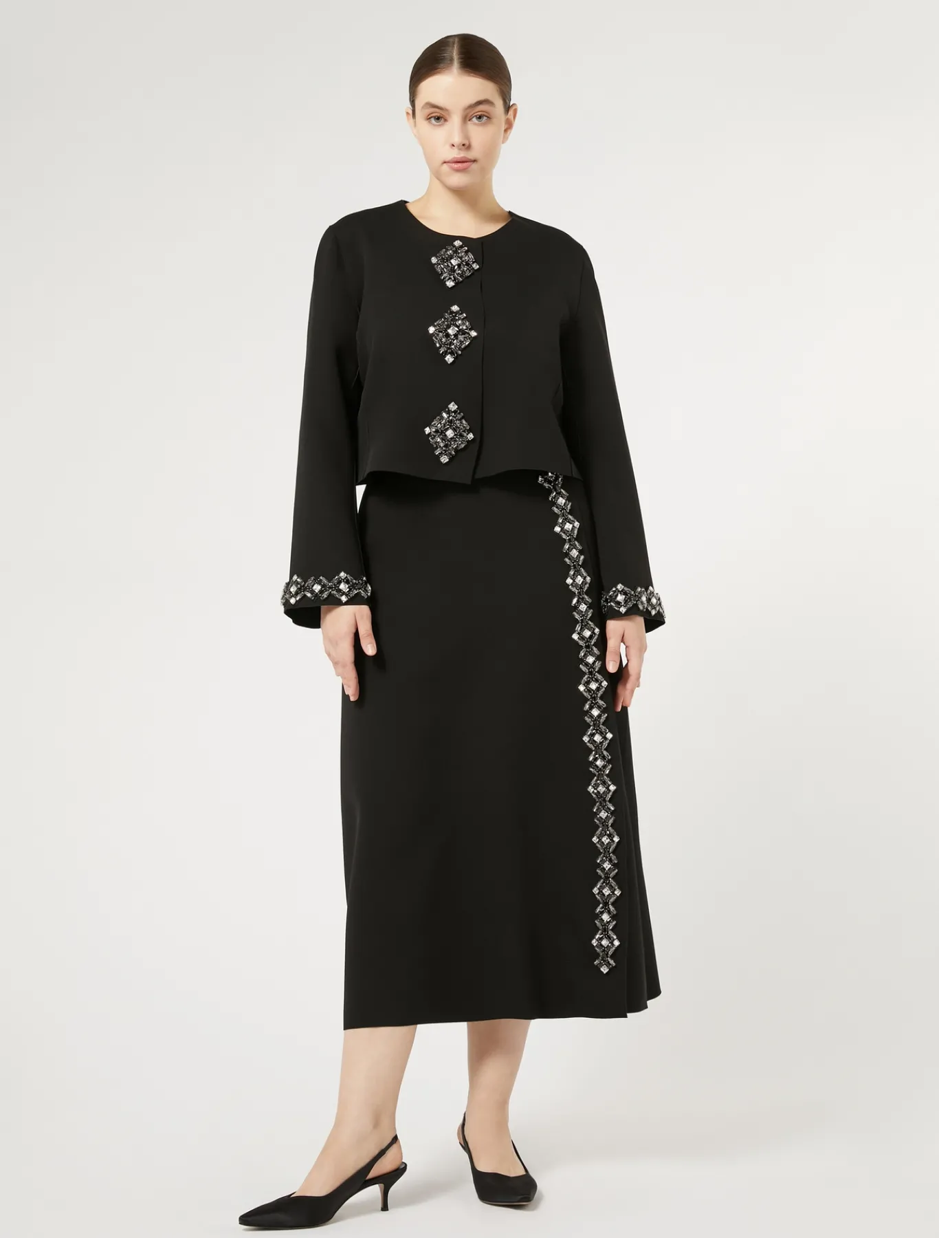Marina Rinaldi Veste en cady avec strass NOIR Hot