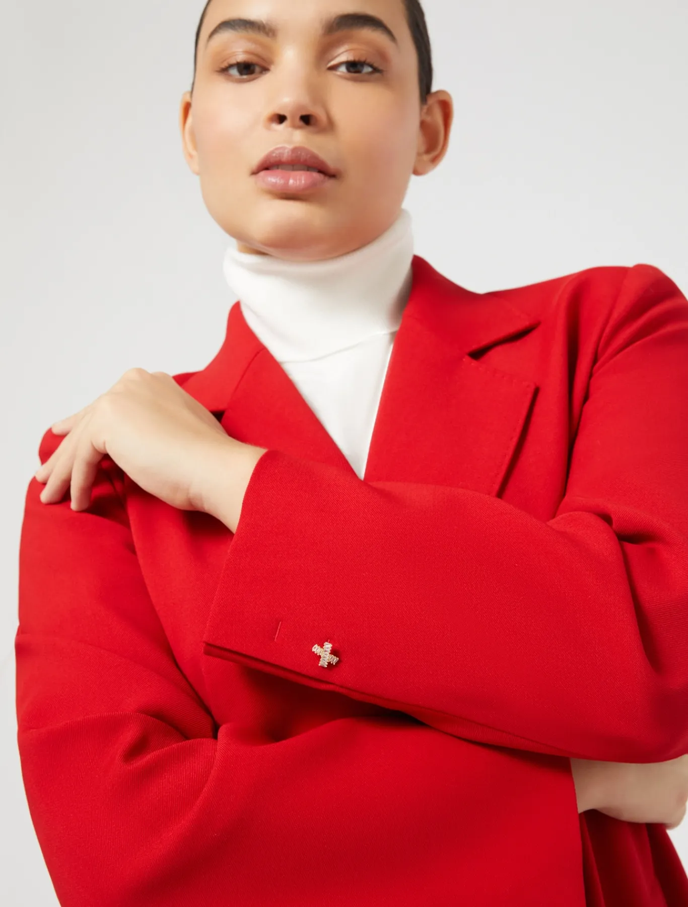 Marina Rinaldi Veste en crêpe de satin de laine ROUGE Discount