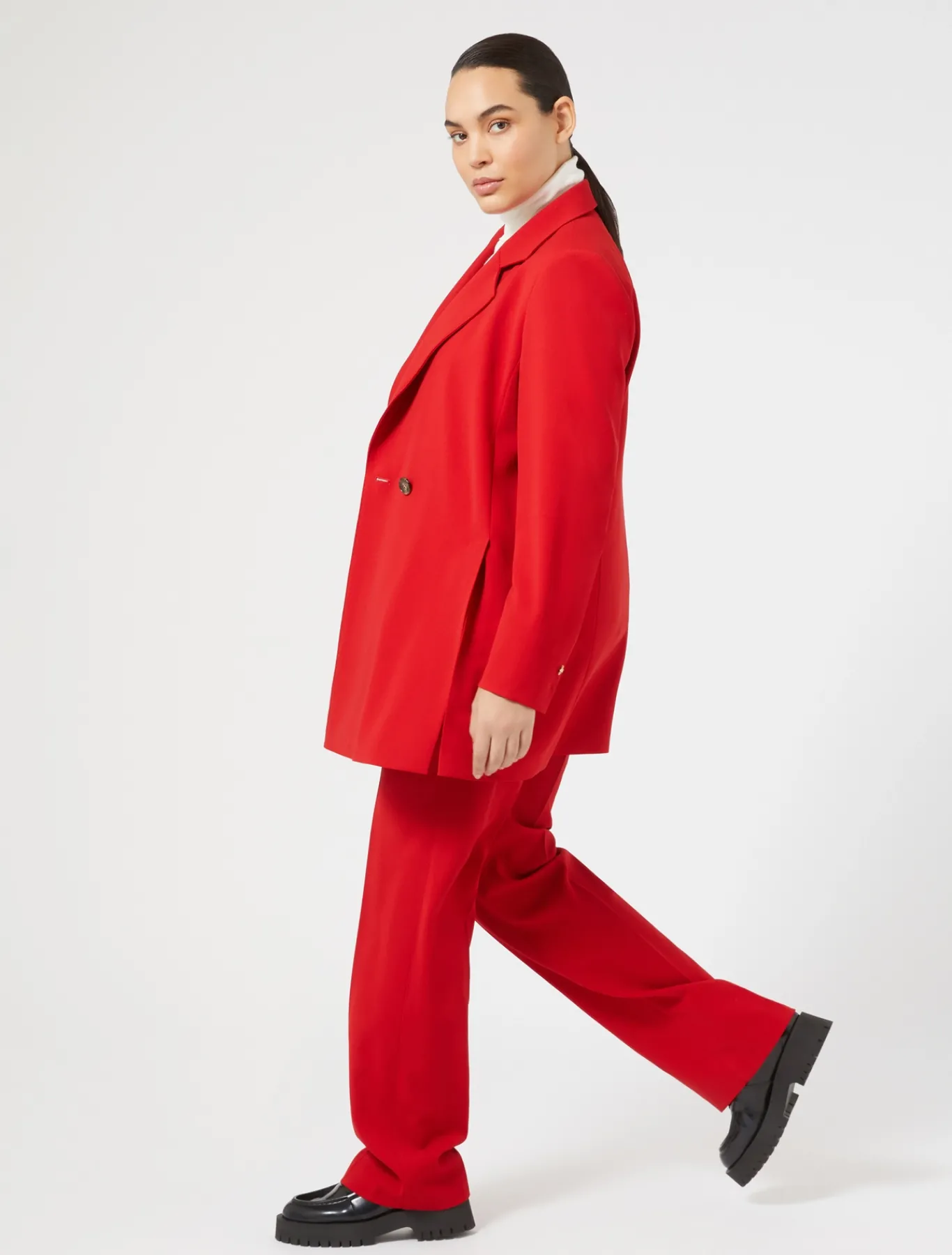 Marina Rinaldi Veste en crêpe de satin de laine ROUGE Discount