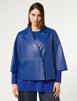 Marina Rinaldi Veste en cuir nappa brillant BLEUET New