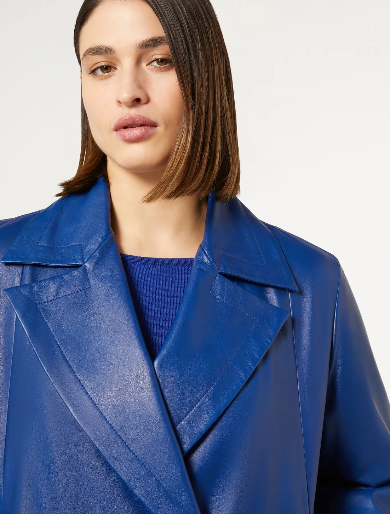 Marina Rinaldi Veste en cuir nappa brillant BLEUET New